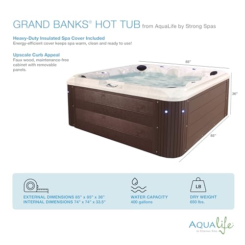 AquaLife Grand Banks™ 6 - Person 81 - Jet Acrylic Non - Lounger Hot Tub with LED Lighting, Insulated Cover, Stainless Steel Heater and Ozonator - The Cozy Corner