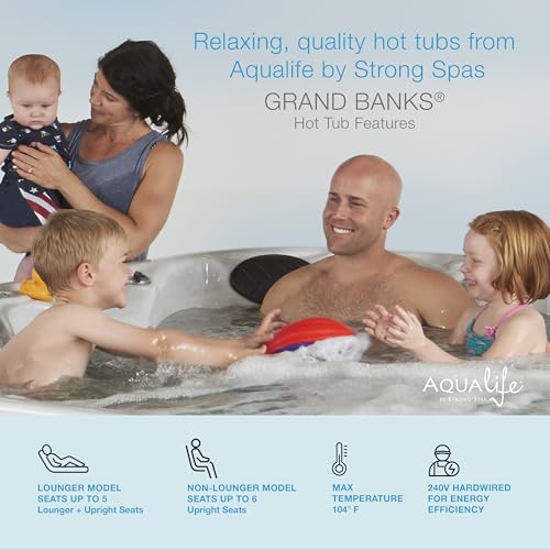 AquaLife Grand Banks™ 6 - Person 81 - Jet Acrylic Non - Lounger Hot Tub with LED Lighting, Insulated Cover, Stainless Steel Heater and Ozonator - The Cozy Corner