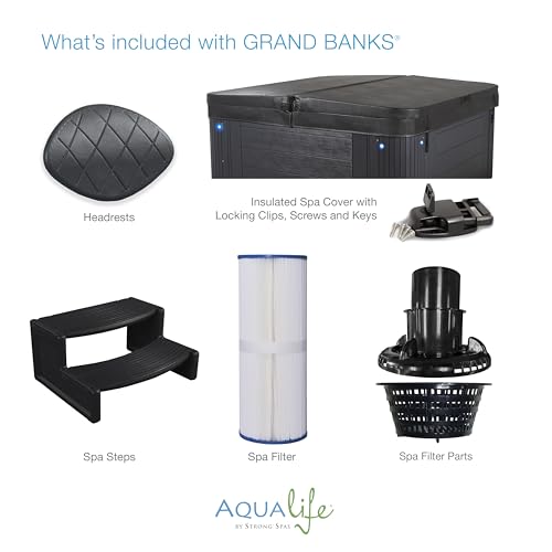 AquaLife Grand Banks™ 6 - Person 81 - Jet Acrylic Non - Lounger Hot Tub with LED Lighting, Insulated Cover, Stainless Steel Heater and Ozonator - The Cozy Corner