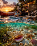 Coastal Serenity — Tropical Sunset Digital Art - The Cozy Corner