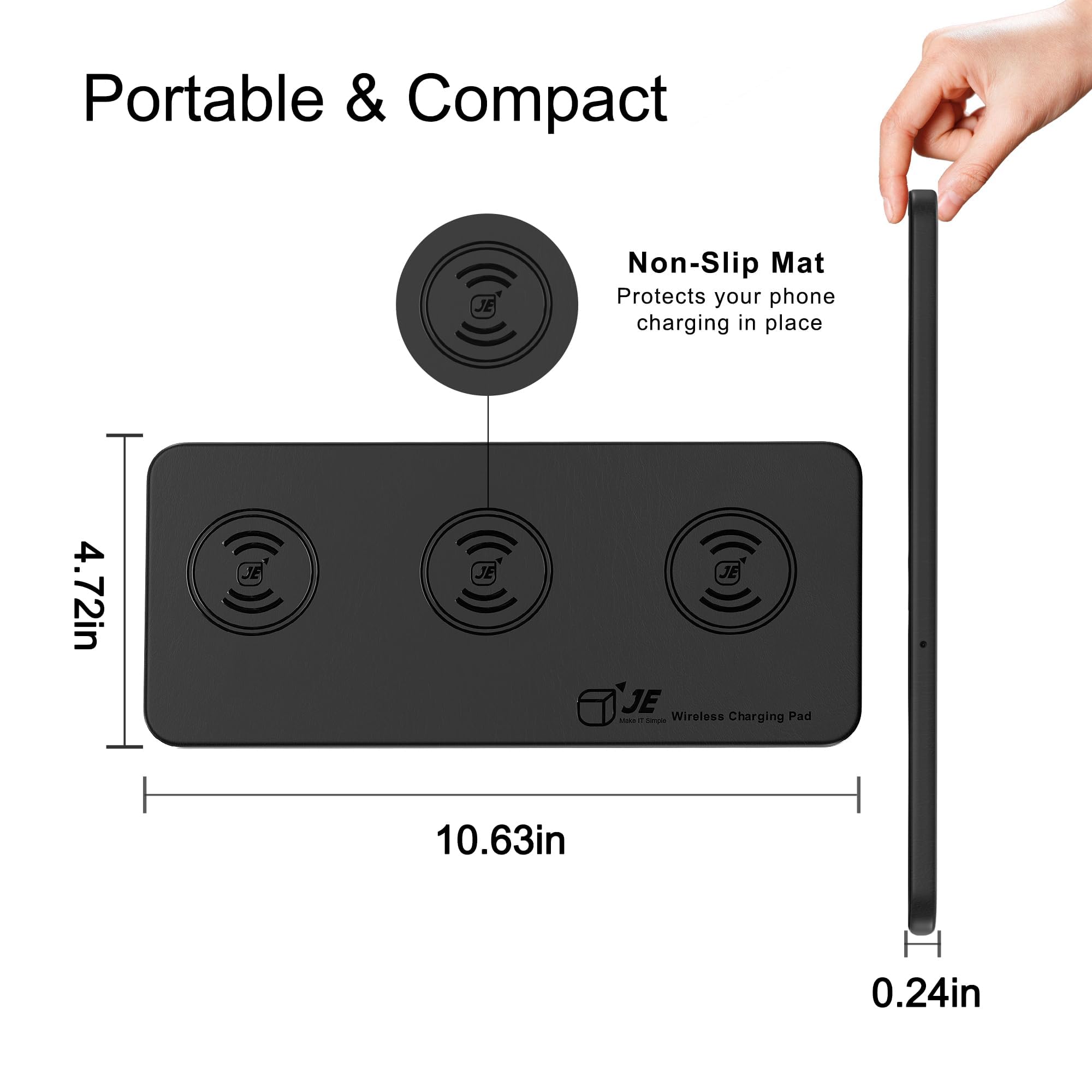 Triple Wireless Charger Pad - 15W Fast Charging Station for Apple iPhone 16/15/14/13/12 Pro/Max/Plus, AirPods, Qi - Certified 3 - in - 1 Charging Mat for Multiple Devices One - Step Wireless Charging Solution - The Cozy Corner
