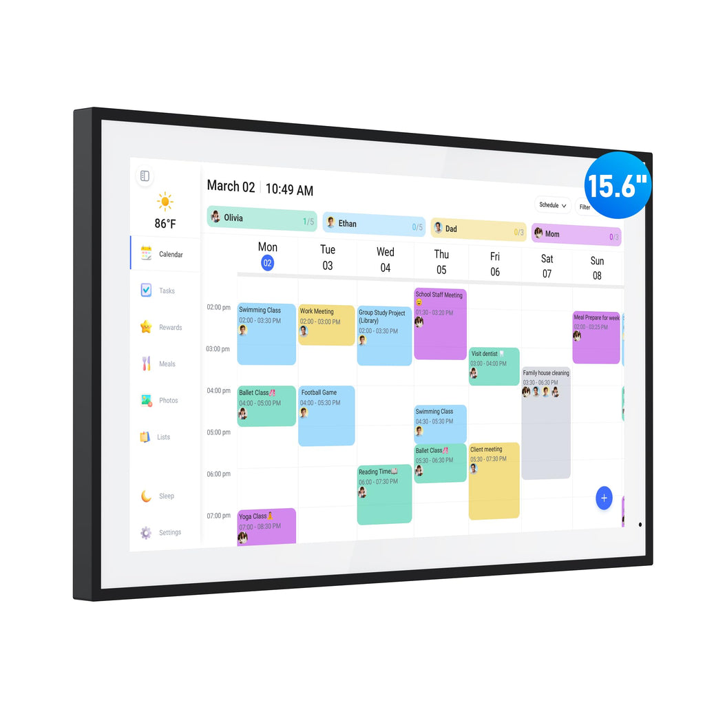 Digital Calendar, 15.6 Inch Wall Planner Electronic Calendar & Chore Chart, Smart Touchscreen Interactive Display for Family Schedules, Great for Organizing Your Routines, Wall & Desk Mountable - The Cozy Corner