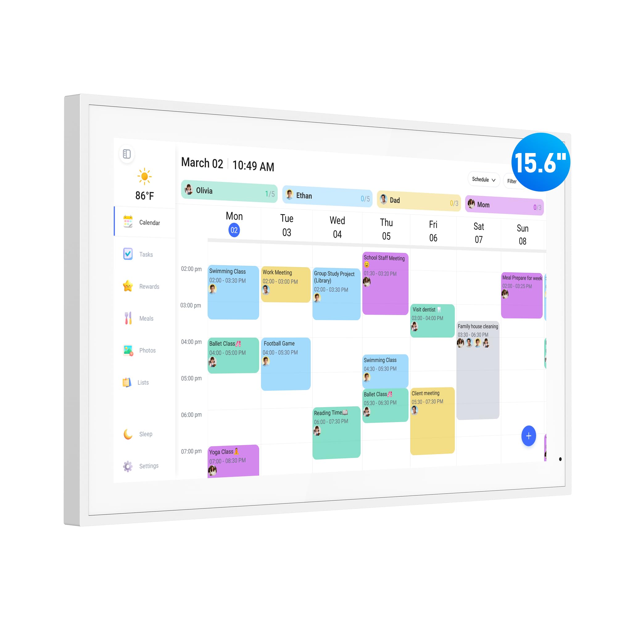 Digital Calendar, 15.6 Inch Wall Planner Electronic Calendar & Chore Chart, Smart Touchscreen Interactive Display for Family Schedules, Great for Organizing Your Routines, Wall & Desk Mountable - The Cozy Corner