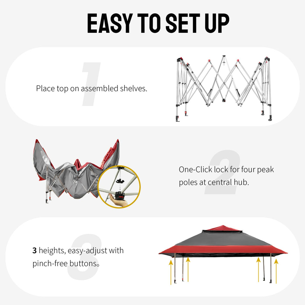 CROWN SHADES 13x13 Pop Up Gazebo, Canopy Tent, Gazebos on Clearance - Outdoor Gazebo for Backyard & Patio Furniture - Carpa Pop Up Tent with Wheeled STO - N - Go Cover Bag (Beige & Coffee) - The Cozy Corner