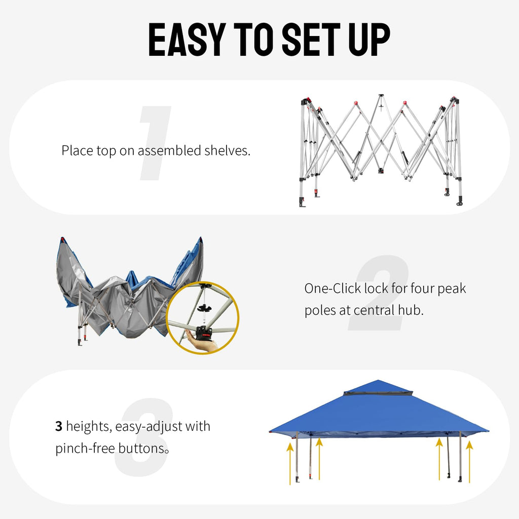 CROWN SHADES 13x13 Pop Up Gazebo, Canopy Tent, Gazebos on Clearance - Outdoor Gazebo for Backyard & Patio Furniture - Carpa Pop Up Tent with Wheeled STO - N - Go Cover Bag (Beige & Coffee) - The Cozy Corner