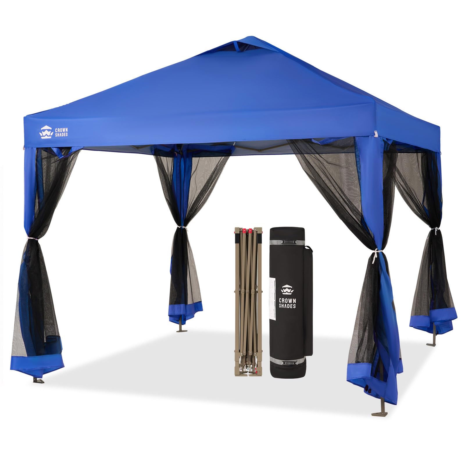 CROWN SHADES 13x13 Pop Up Gazebo, Canopy Tent, Gazebos on Clearance - Outdoor Gazebo for Backyard & Patio Furniture - Carpa Pop Up Tent with Wheeled STO - N - Go Cover Bag (Beige & Coffee) - The Cozy Corner