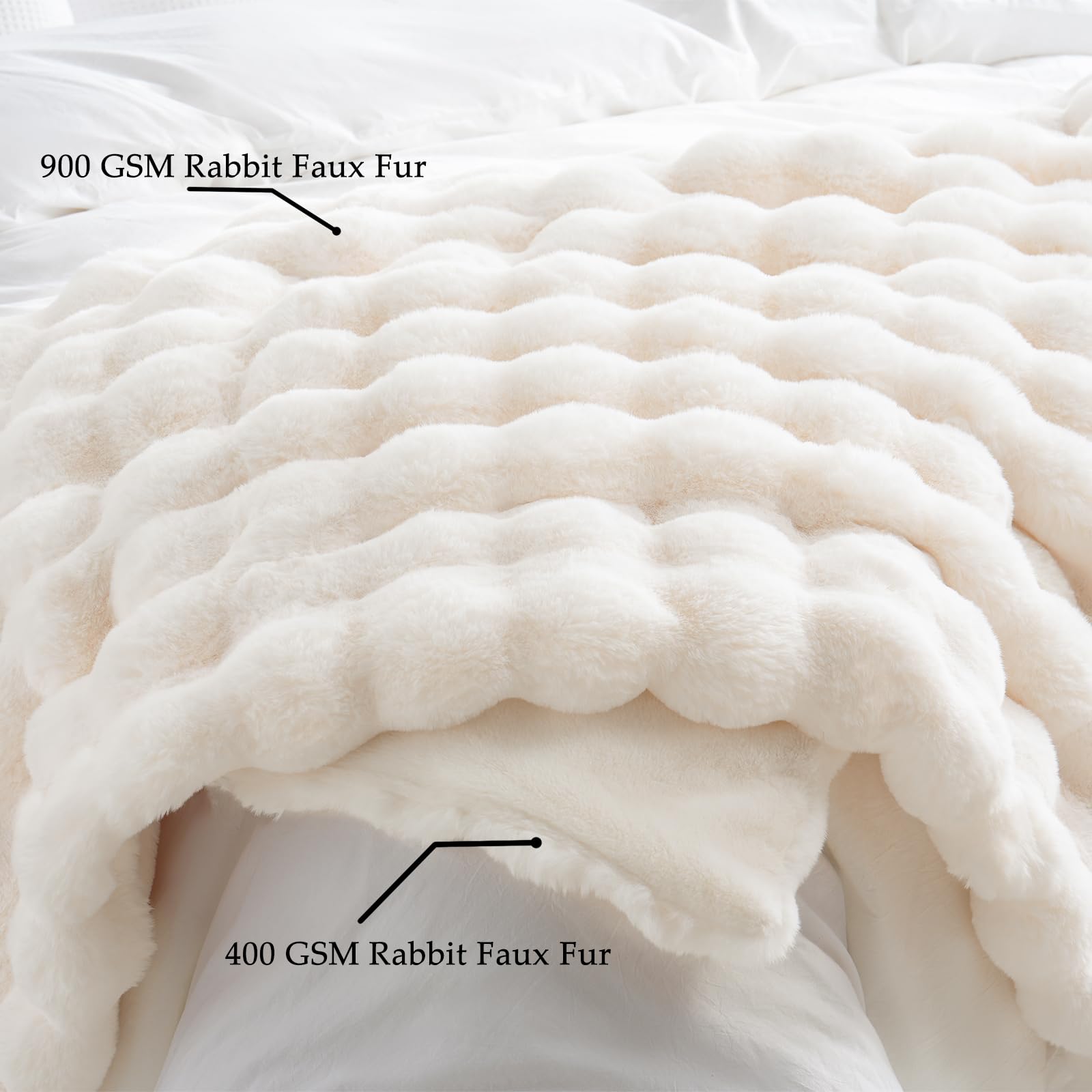 BENVWE Fluffy Faux Fur Throw Blanket for Couch, Soft Plush Thick Cozy Fuzzy Luxury Minky Bubble Blanket for Home Living Room Decor Gift for Women, Navy Blue, 63" x 80", 1100GSM - The Cozy Corner