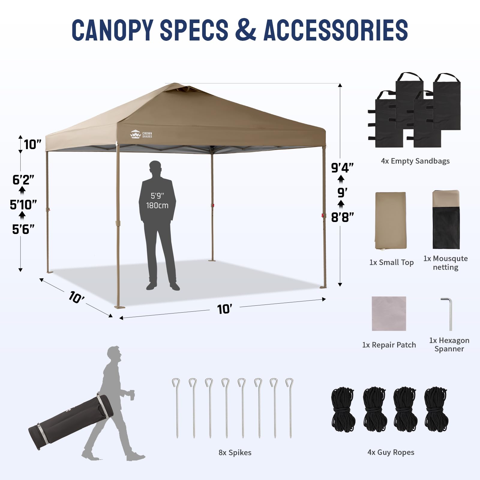 CROWN SHADES 13x13 Pop Up Gazebo, Canopy Tent, Gazebos on Clearance - Outdoor Gazebo for Backyard & Patio Furniture - Carpa Pop Up Tent with Wheeled STO - N - Go Cover Bag (Beige & Coffee) - The Cozy Corner