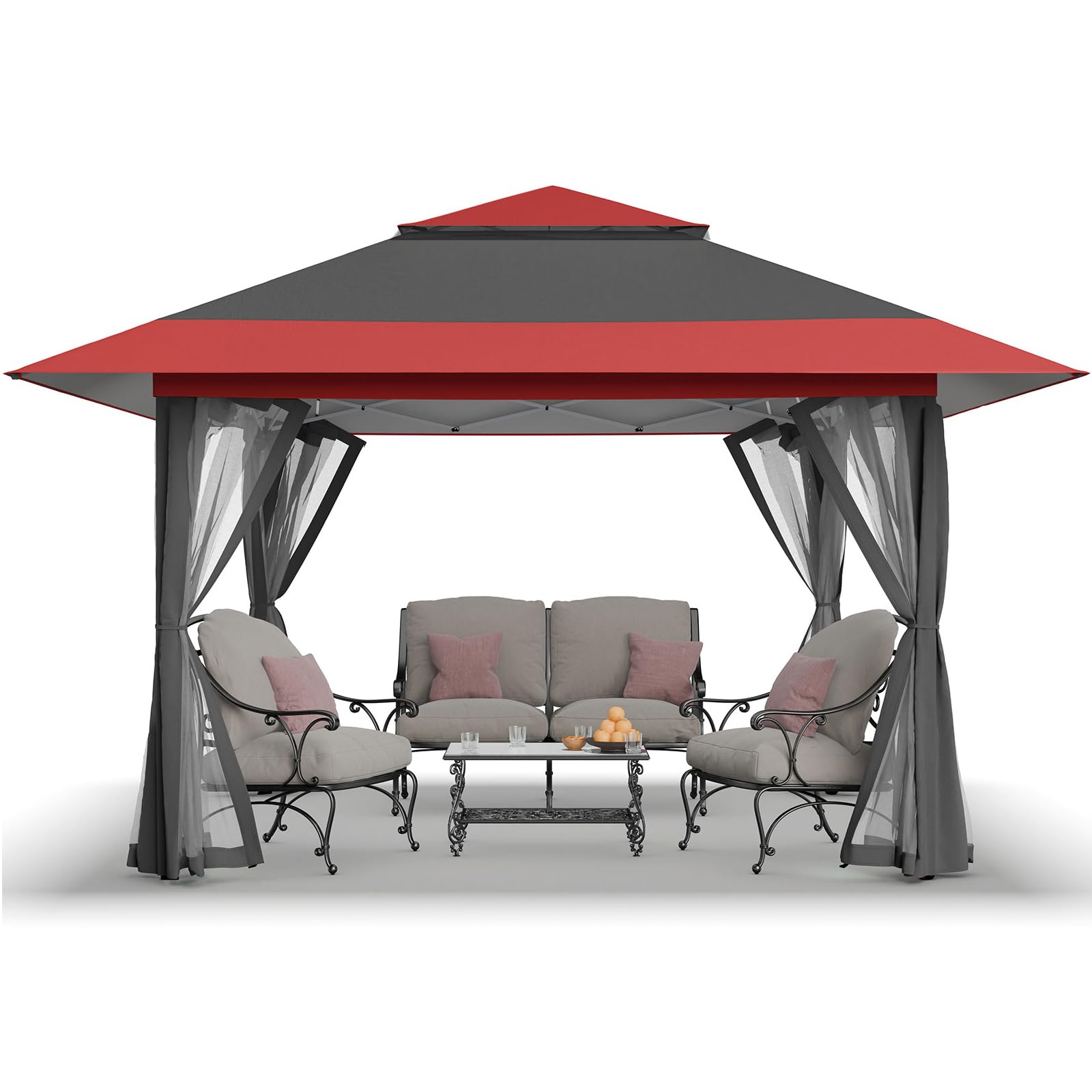 CROWN SHADES 13x13 Pop Up Gazebo, Canopy Tent, Gazebos on Clearance - Outdoor Gazebo for Backyard & Patio Furniture - Carpa Pop Up Tent with Wheeled STO - N - Go Cover Bag (Beige & Coffee) - The Cozy Corner