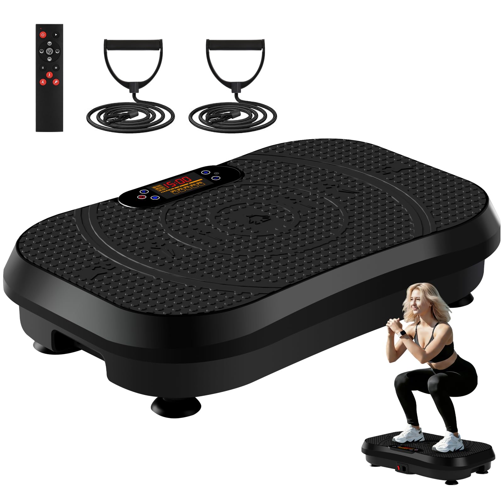 SoftGym Vibration Plate Exercise Machine for Lymphatic Drainage,Power Vibrate Stand Shake Board 450 Lbs Capacity Whole Body Workout Waver with Fitness Resistance Bands Weight Loss Gifts for Women Men - The Cozy Corner