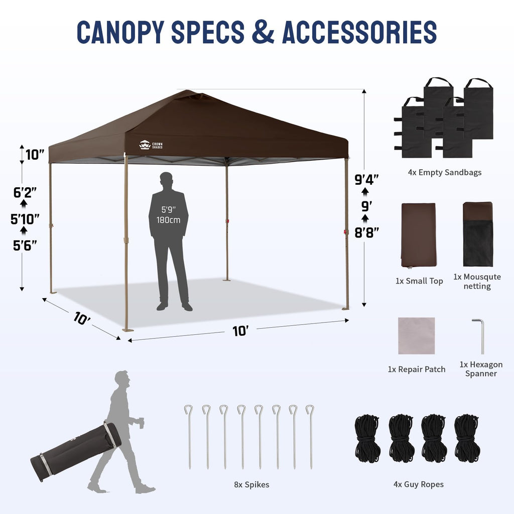 CROWN SHADES 13x13 Pop Up Gazebo, Canopy Tent, Gazebos on Clearance - Outdoor Gazebo for Backyard & Patio Furniture - Carpa Pop Up Tent with Wheeled STO - N - Go Cover Bag (Beige & Coffee) - The Cozy Corner