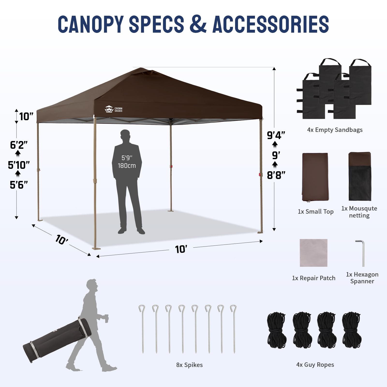 CROWN SHADES 13x13 Pop Up Gazebo, Canopy Tent, Gazebos on Clearance - Outdoor Gazebo for Backyard & Patio Furniture - Carpa Pop Up Tent with Wheeled STO - N - Go Cover Bag (Beige & Coffee) - The Cozy Corner