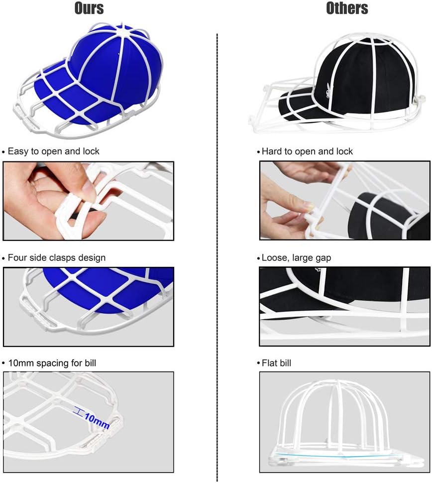 Hat Washer Cage for Washing Machine - Baseball Cap Cleaner Rack, Ball Cap Washing, Dishwasher Safe, Perfect for Cleaning and Protecting Hats in Dishwasher (White 1 Pack) - The Cozy Corner