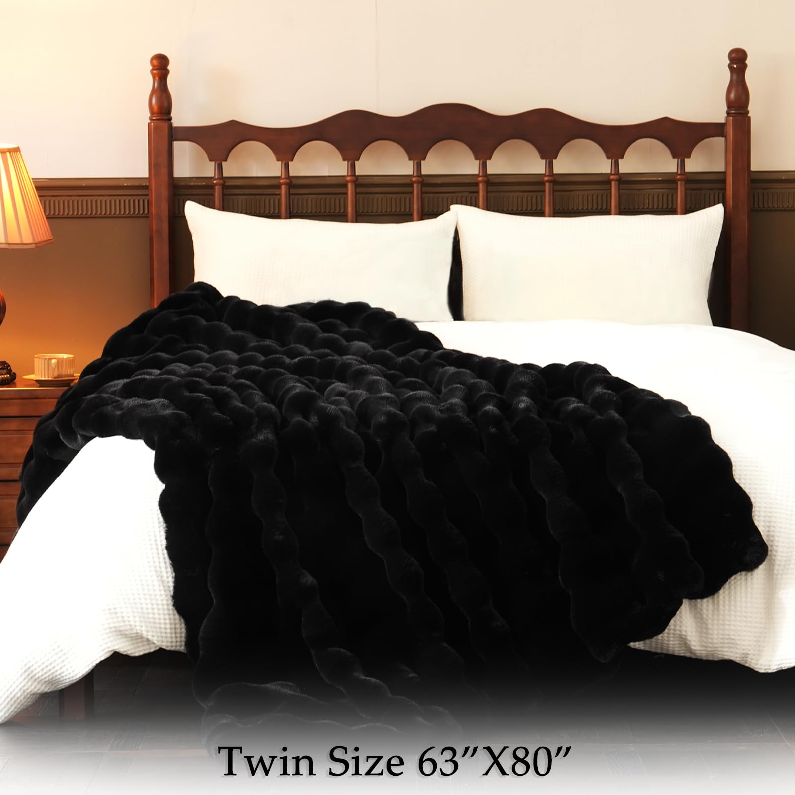 BENVWE Fluffy Faux Fur Throw Blanket for Couch, Soft Plush Thick Cozy Fuzzy Luxury Minky Bubble Blanket for Home Living Room Decor Gift for Women, Navy Blue, 63" x 80", 1100GSM - The Cozy Corner