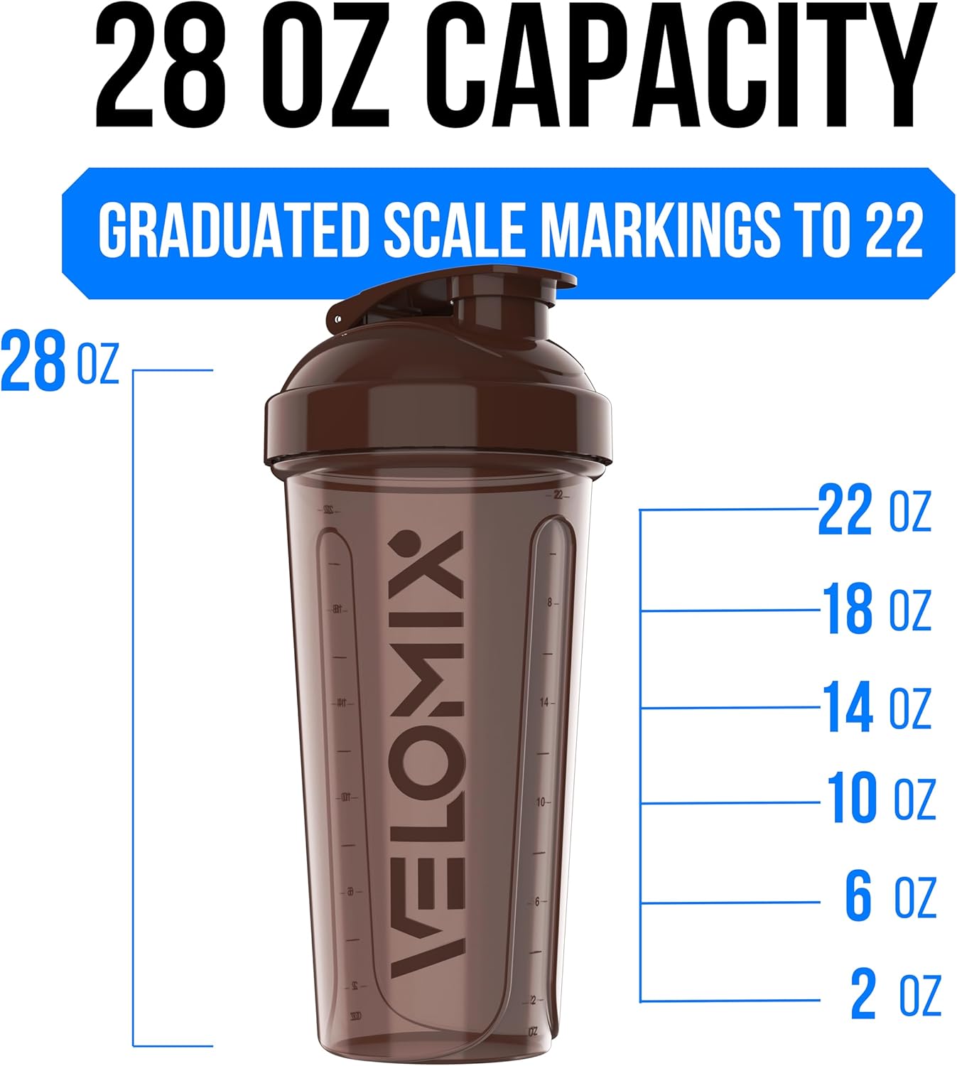 VELOMIX - 2 Pack - 28 oz Protein Shaker Bottles for Protein Mixes - 2x Wire Whisk | Leak Proof Shaker Cups for Protein Shakes | Protein Shaker Bottle Pack (Black/Transparent) - The Cozy Corner