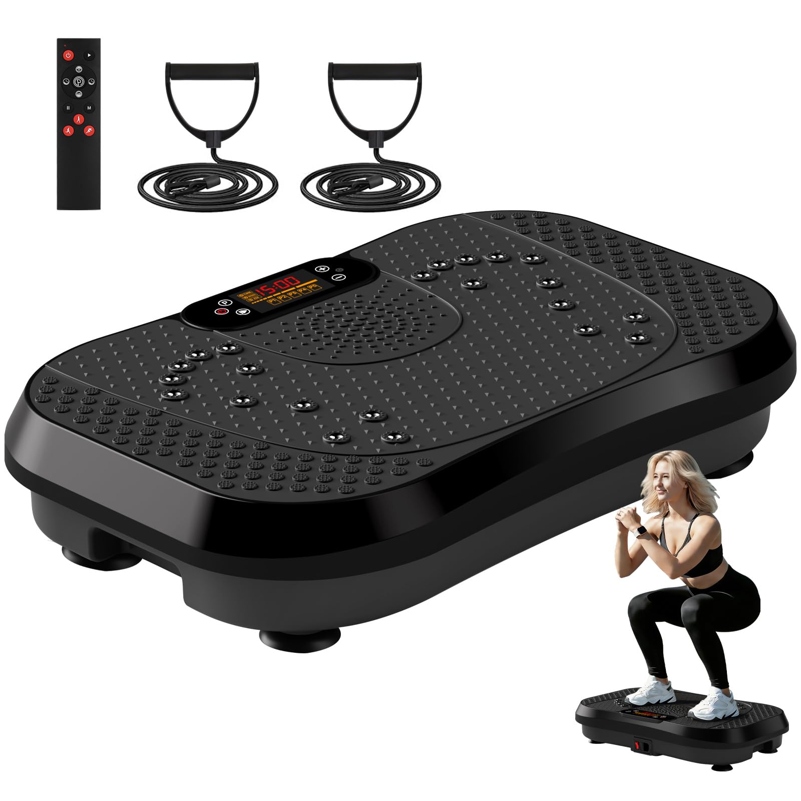 SoftGym Vibration Plate Exercise Machine for Lymphatic Drainage,Power Vibrate Stand Shake Board 450 Lbs Capacity Whole Body Workout Waver with Fitness Resistance Bands Weight Loss Gifts for Women Men - The Cozy Corner
