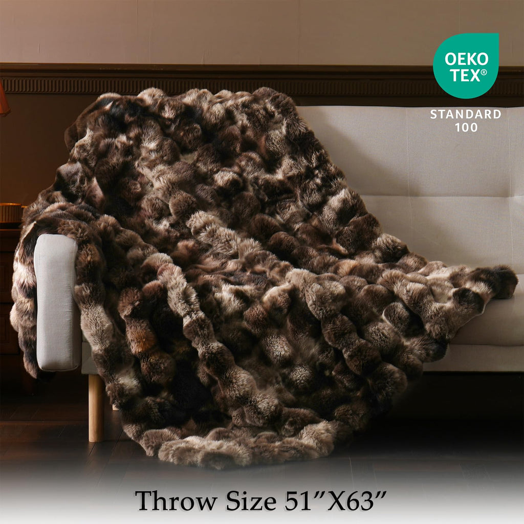 BENVWE Fluffy Faux Fur Throw Blanket for Couch, Soft Plush Thick Cozy Fuzzy Luxury Minky Bubble Blanket for Home Living Room Decor Gift for Women, Navy Blue, 63" x 80", 1100GSM - The Cozy Corner