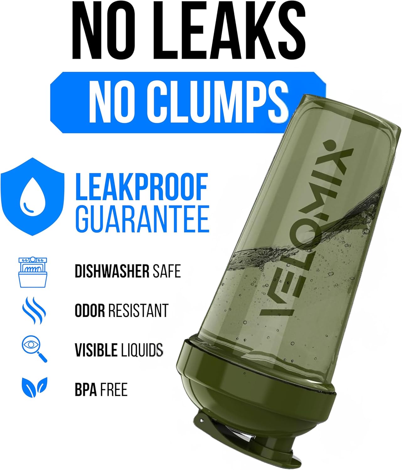 VELOMIX - 2 Pack - 28 oz Protein Shaker Bottles for Protein Mixes - 2x Wire Whisk | Leak Proof Shaker Cups for Protein Shakes | Protein Shaker Bottle Pack (Black/Transparent) - The Cozy Corner