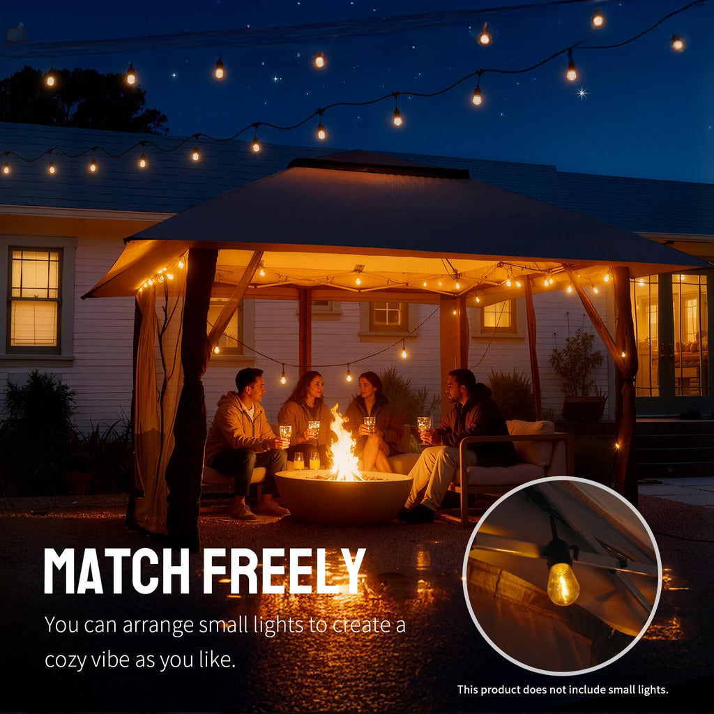 CROWN SHADES 13x13 Pop Up Gazebo, Canopy Tent, Gazebos on Clearance - Outdoor Gazebo for Backyard & Patio Furniture - Carpa Pop Up Tent with Wheeled STO - N - Go Cover Bag (Beige & Coffee) - The Cozy Corner