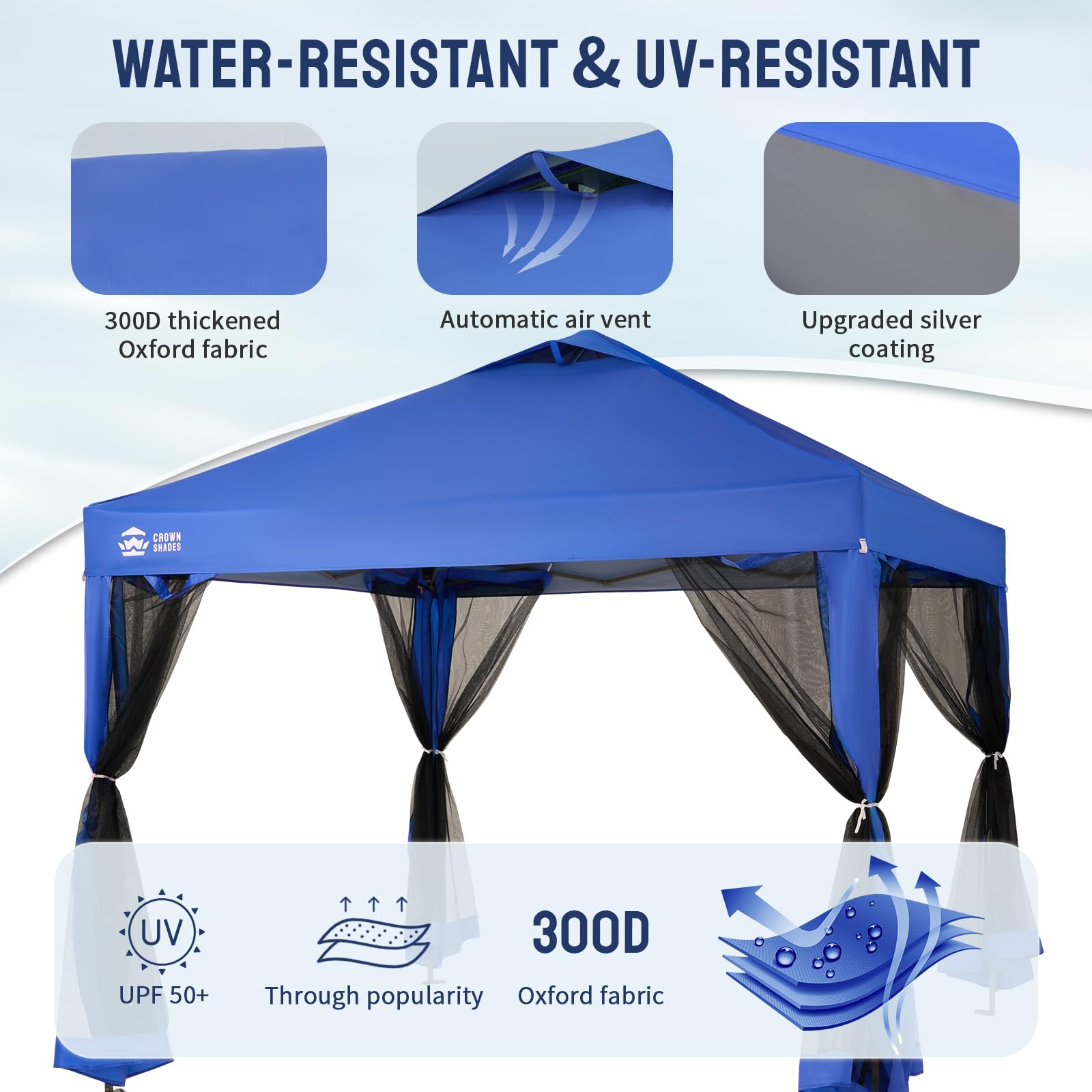 CROWN SHADES 13x13 Pop Up Gazebo, Canopy Tent, Gazebos on Clearance - Outdoor Gazebo for Backyard & Patio Furniture - Carpa Pop Up Tent with Wheeled STO - N - Go Cover Bag (Beige & Coffee) - The Cozy Corner