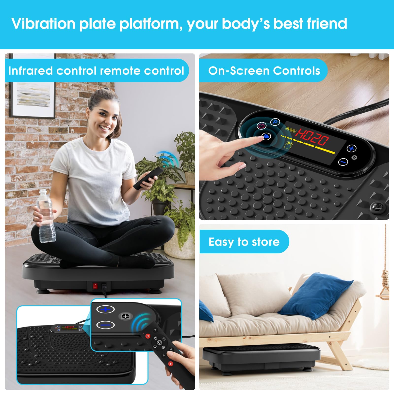 SoftGym Vibration Plate Exercise Machine for Lymphatic Drainage,Power Vibrate Stand Shake Board 450 Lbs Capacity Whole Body Workout Waver with Fitness Resistance Bands Weight Loss Gifts for Women Men - The Cozy Corner