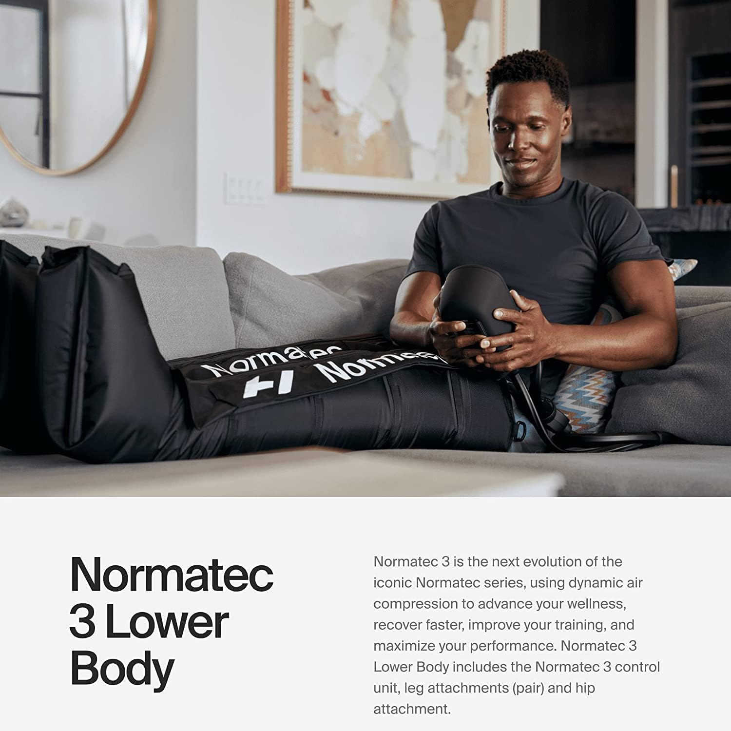 Hyperice Normatec 3 - Recovery System with Patented Dynamic Compression Massage Technology (Normatec 3 Lower Body (Standard Size Legs + Hips) - The Cozy Corner