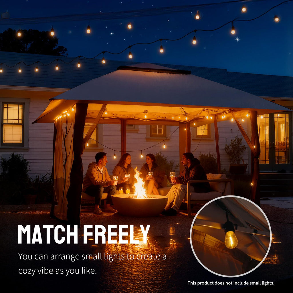 CROWN SHADES 13x13 Pop Up Gazebo, Canopy Tent, Gazebos on Clearance - Outdoor Gazebo for Backyard & Patio Furniture - Carpa Pop Up Tent with Wheeled STO - N - Go Cover Bag (Beige & Coffee) - The Cozy Corner