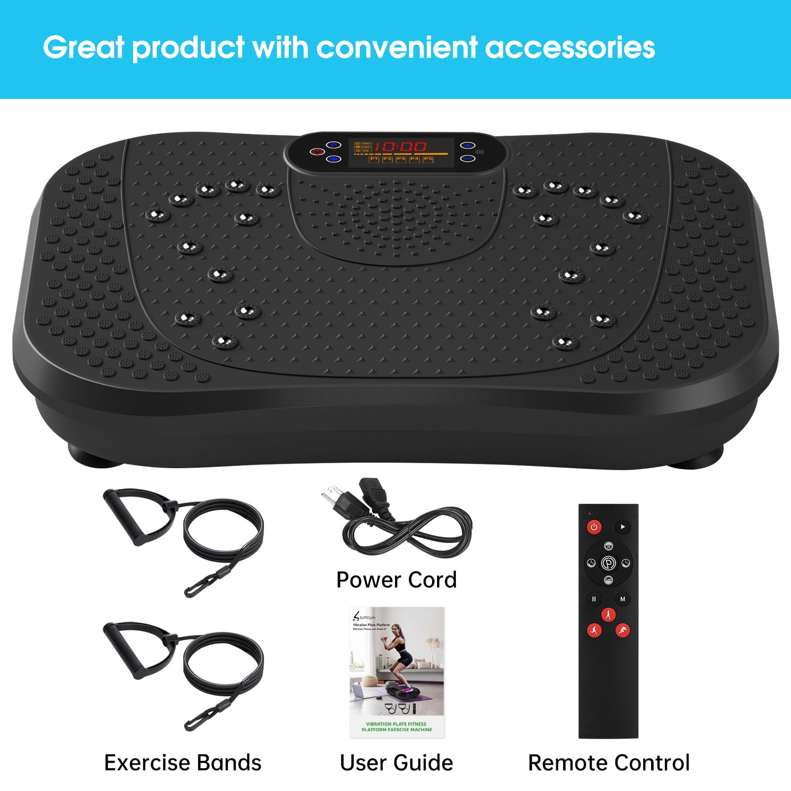 SoftGym Vibration Plate Exercise Machine for Lymphatic Drainage,Power Vibrate Stand Shake Board 450 Lbs Capacity Whole Body Workout Waver with Fitness Resistance Bands Weight Loss Gifts for Women Men - The Cozy Corner