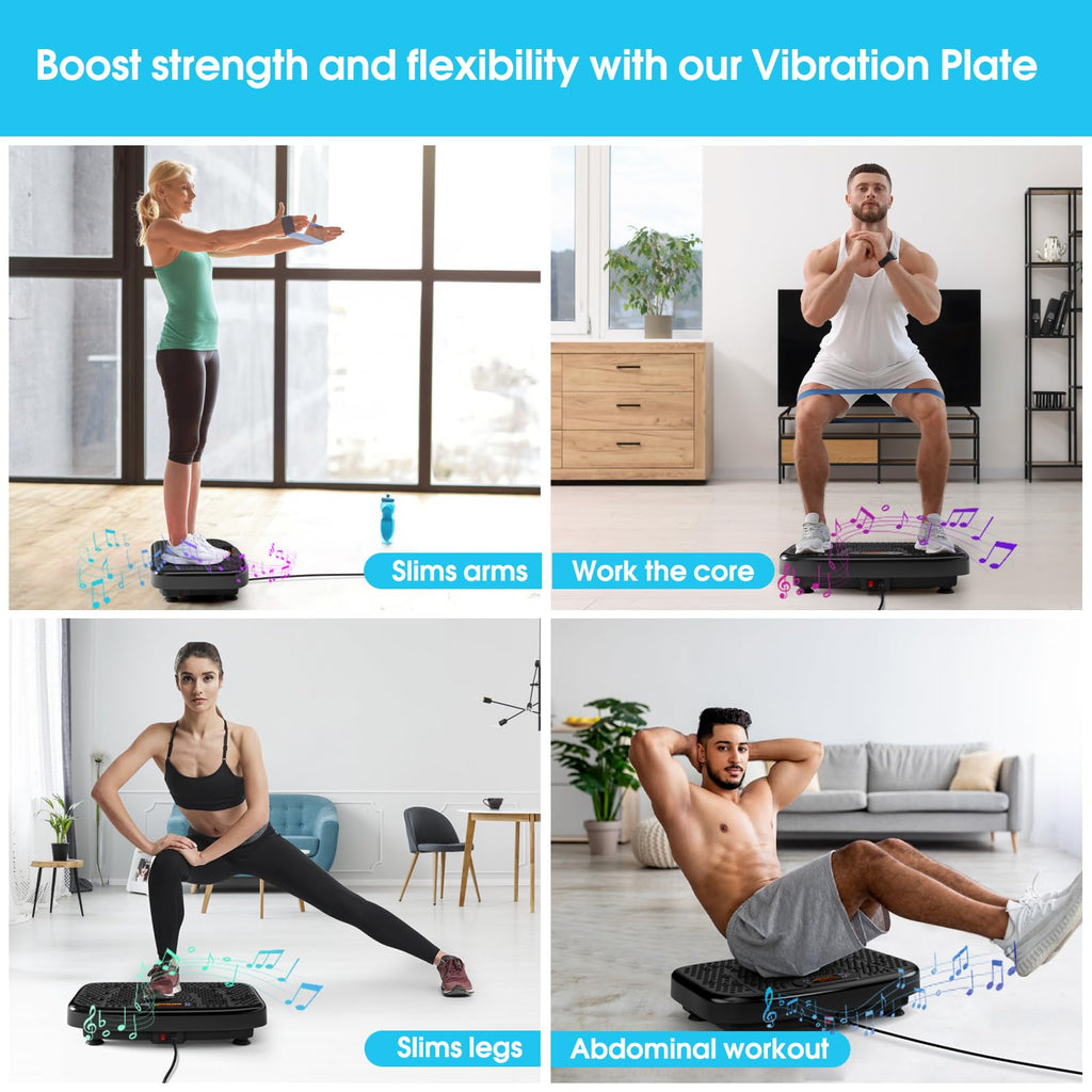 SoftGym Vibration Plate Exercise Machine for Lymphatic Drainage,Power Vibrate Stand Shake Board 450 Lbs Capacity Whole Body Workout Waver with Fitness Resistance Bands Weight Loss Gifts for Women Men - The Cozy Corner