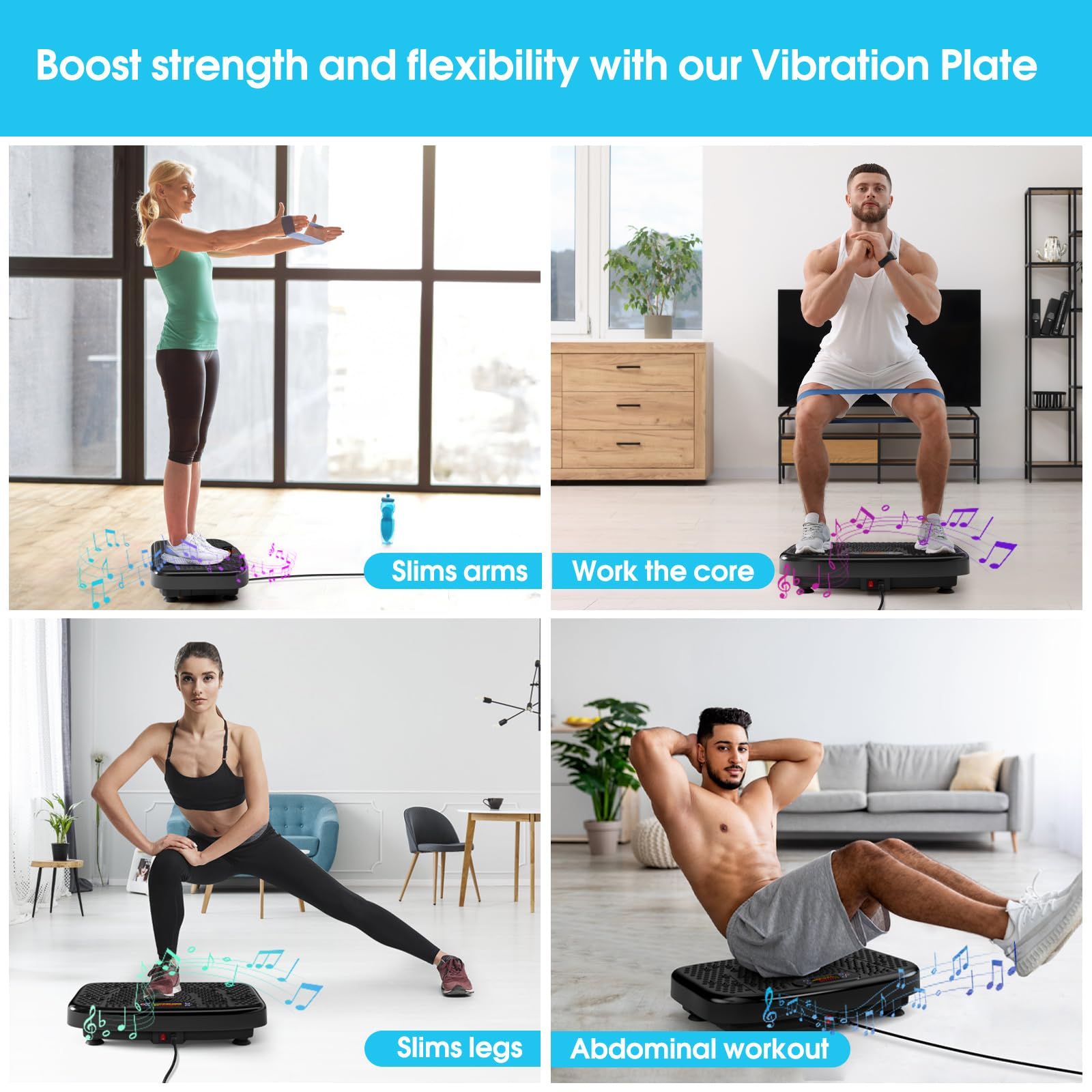 SoftGym Vibration Plate Exercise Machine for Lymphatic Drainage,Power Vibrate Stand Shake Board 450 Lbs Capacity Whole Body Workout Waver with Fitness Resistance Bands Weight Loss Gifts for Women Men - The Cozy Corner
