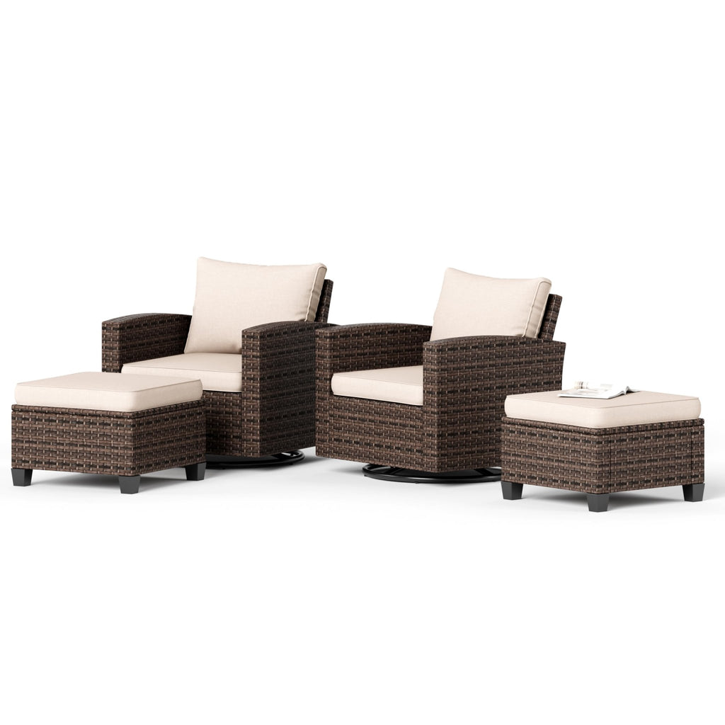 HERA'S HOUSE Patio Furniture Set with 56" Fire Pit Table, Outdoor Patio Conversation Sets, 6 Pieces 7 Seats Wicker Outside Sectional Sofa Set for Lawn Backyard Deck - The Cozy Corner