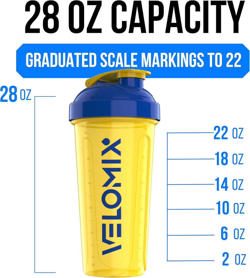 VELOMIX - 2 Pack - 28 oz Protein Shaker Bottles for Protein Mixes - 2x Wire Whisk | Leak Proof Shaker Cups for Protein Shakes | Protein Shaker Bottle Pack (Black/Transparent) - The Cozy Corner