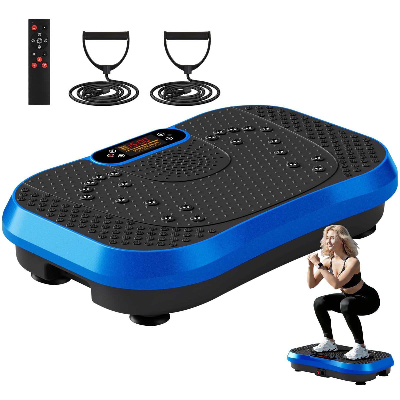 SoftGym Vibration Plate Exercise Machine for Lymphatic Drainage,Power Vibrate Stand Shake Board 450 Lbs Capacity Whole Body Workout Waver with Fitness Resistance Bands Weight Loss Gifts for Women Men - The Cozy Corner