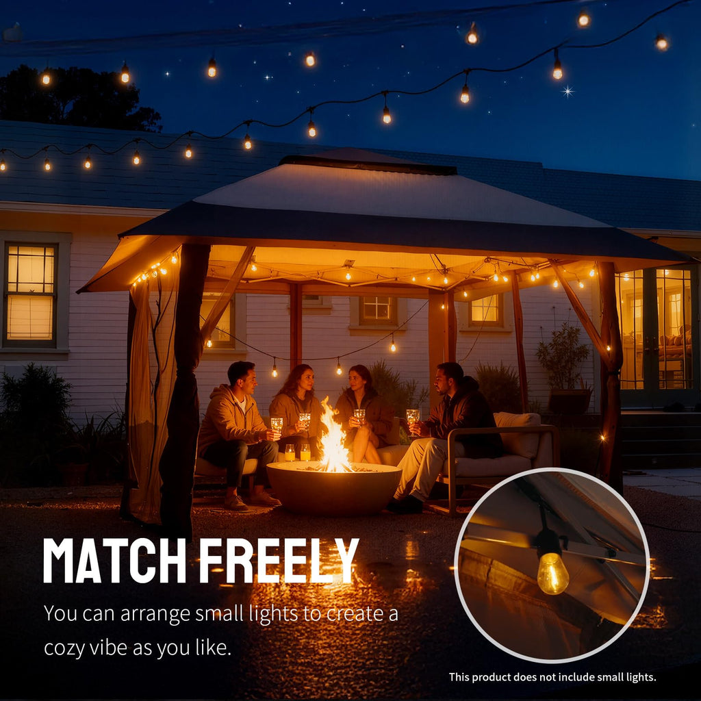 CROWN SHADES 13x13 Pop Up Gazebo, Canopy Tent, Gazebos on Clearance - Outdoor Gazebo for Backyard & Patio Furniture - Carpa Pop Up Tent with Wheeled STO - N - Go Cover Bag (Beige & Coffee) - The Cozy Corner