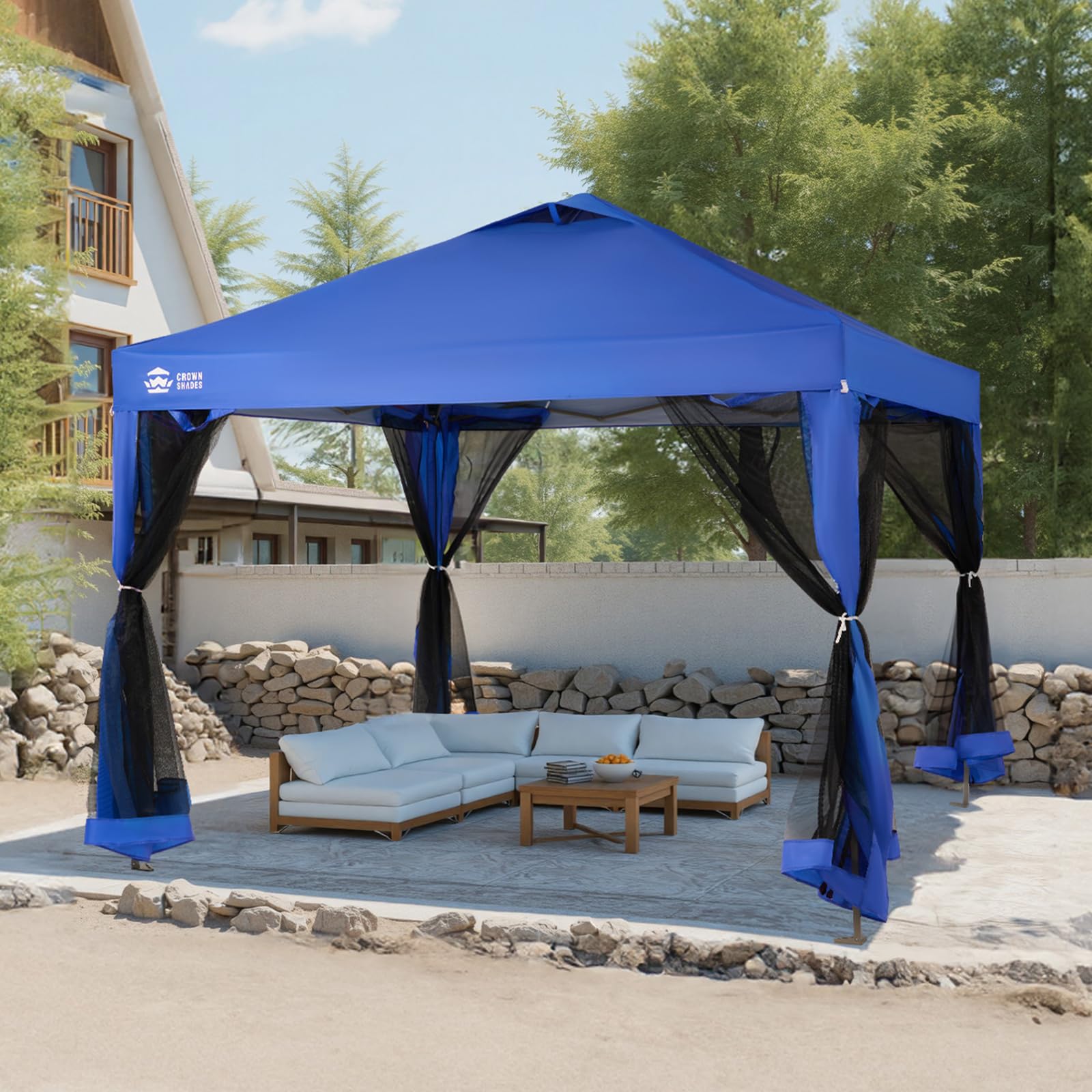 CROWN SHADES 13x13 Pop Up Gazebo, Canopy Tent, Gazebos on Clearance - Outdoor Gazebo for Backyard & Patio Furniture - Carpa Pop Up Tent with Wheeled STO - N - Go Cover Bag (Beige & Coffee) - The Cozy Corner