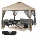 CROWN SHADES 13x13 Pop Up Gazebo, Canopy Tent, Gazebos on Clearance - Outdoor Gazebo for Backyard & Patio Furniture - Carpa Pop Up Tent with Wheeled STO - N - Go Cover Bag (Beige & Coffee) - The Cozy Corner