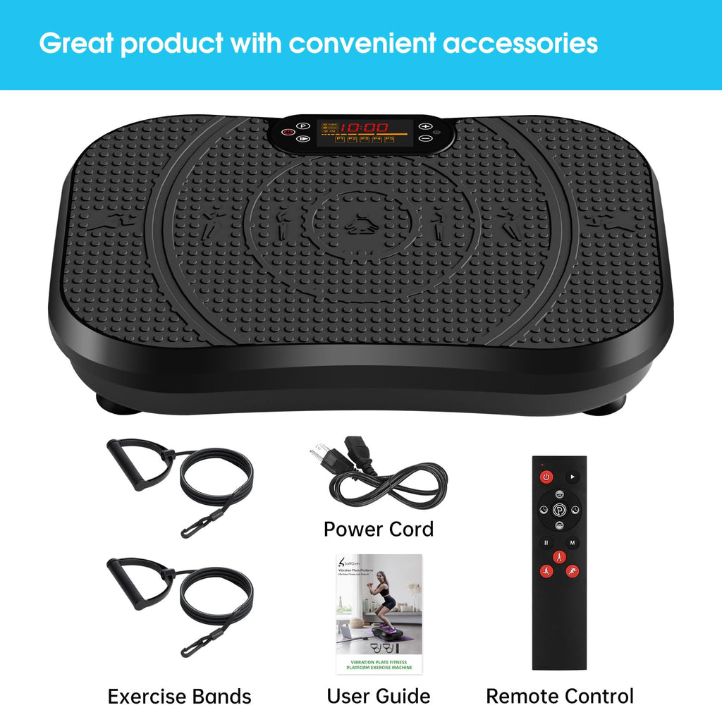 SoftGym Vibration Plate Exercise Machine for Lymphatic Drainage,Power Vibrate Stand Shake Board 450 Lbs Capacity Whole Body Workout Waver with Fitness Resistance Bands Weight Loss Gifts for Women Men - The Cozy Corner