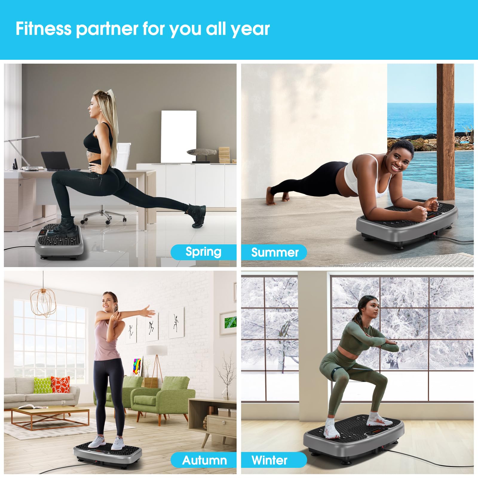 SoftGym Vibration Plate Exercise Machine for Lymphatic Drainage,Power Vibrate Stand Shake Board 450 Lbs Capacity Whole Body Workout Waver with Fitness Resistance Bands Weight Loss Gifts for Women Men - The Cozy Corner
