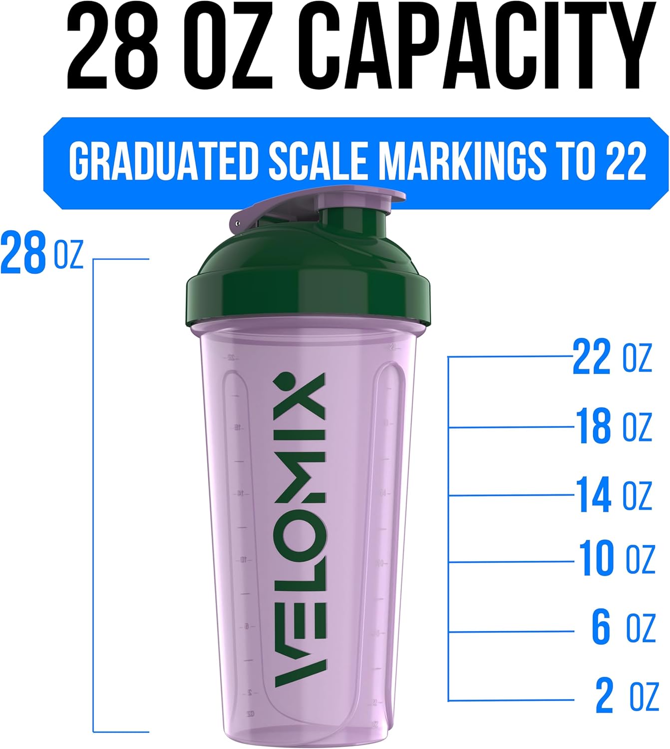 VELOMIX - 2 Pack - 28 oz Protein Shaker Bottles for Protein Mixes - 2x Wire Whisk | Leak Proof Shaker Cups for Protein Shakes | Protein Shaker Bottle Pack (Black/Transparent) - The Cozy Corner