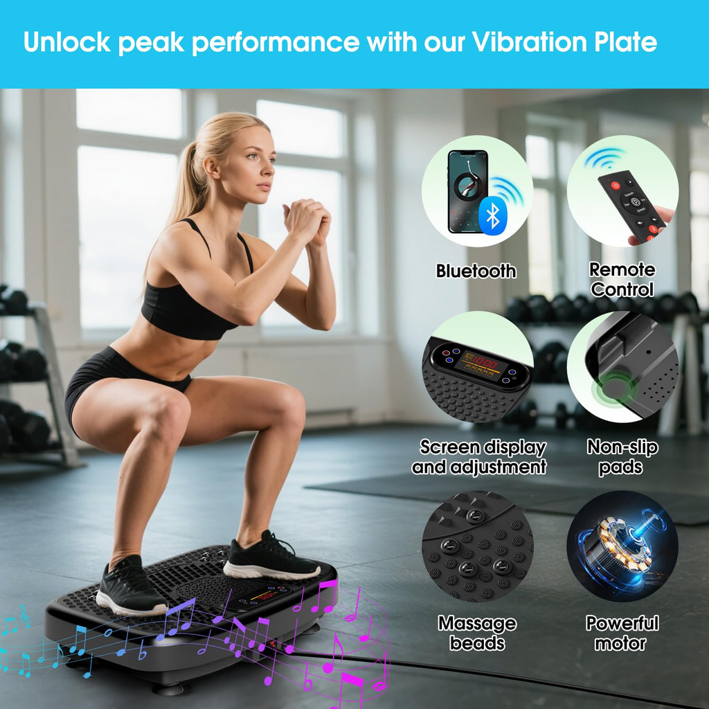 SoftGym Vibration Plate Exercise Machine for Lymphatic Drainage,Power Vibrate Stand Shake Board 450 Lbs Capacity Whole Body Workout Waver with Fitness Resistance Bands Weight Loss Gifts for Women Men - The Cozy Corner