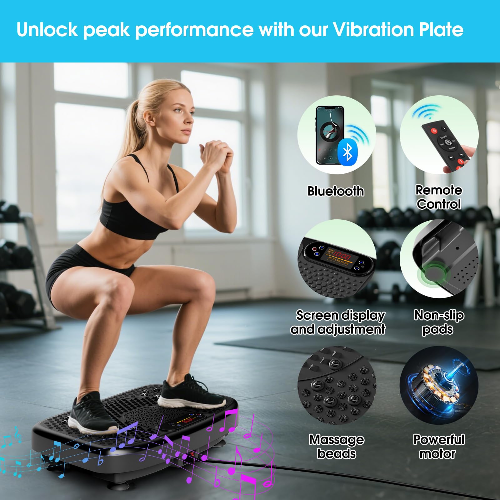 SoftGym Vibration Plate Exercise Machine for Lymphatic Drainage,Power Vibrate Stand Shake Board 450 Lbs Capacity Whole Body Workout Waver with Fitness Resistance Bands Weight Loss Gifts for Women Men - The Cozy Corner