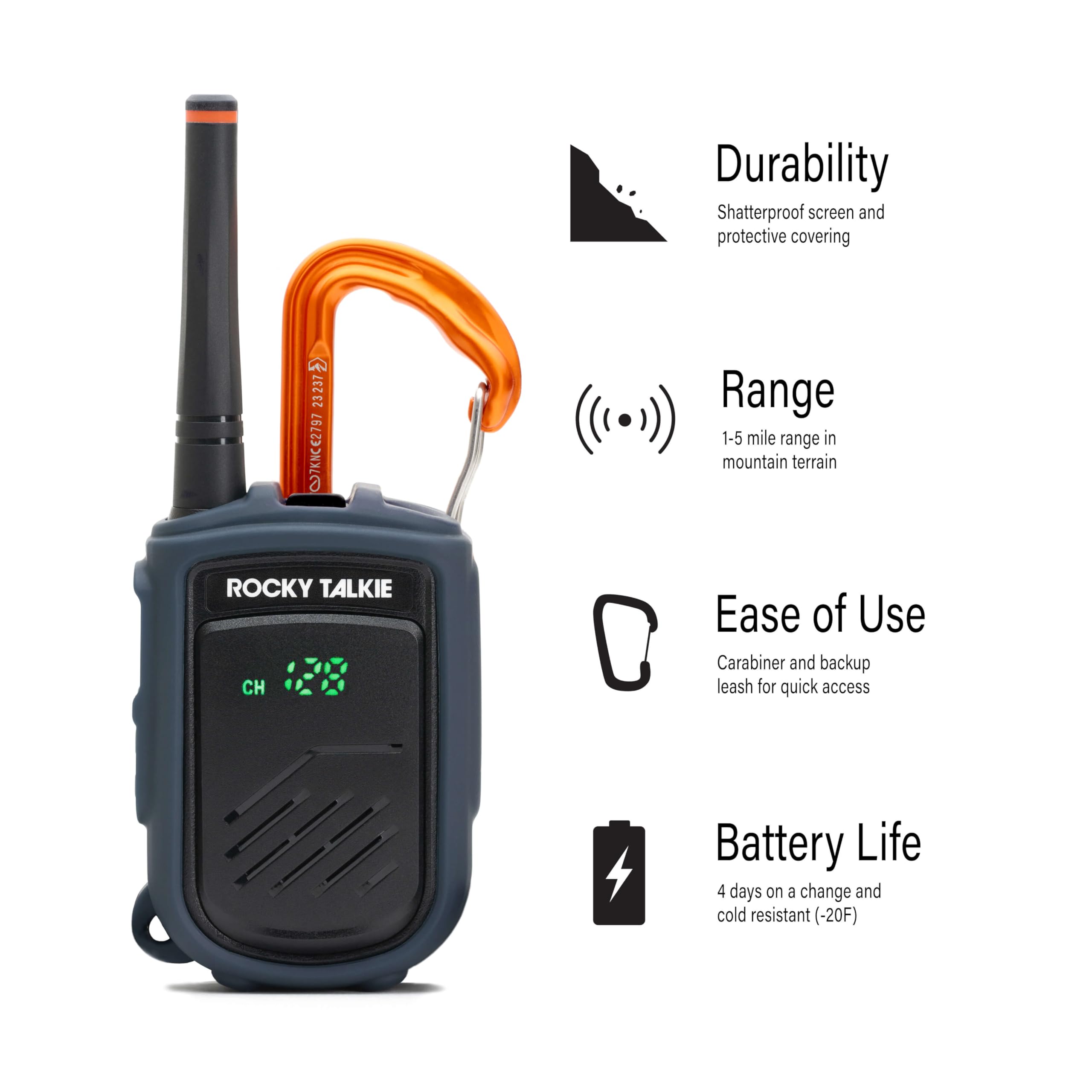 Rocky Talkie Mountain Radio - Long Range Walkie Talkie, FRS Handheld Radio, 4 Day Battery Life, Max Durability, 2 Pack - The Cozy Corner