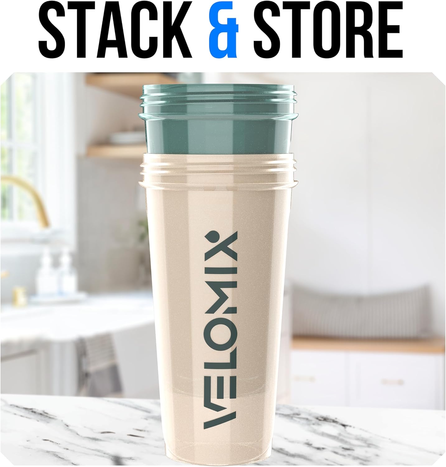 VELOMIX - 2 Pack - 28 oz Protein Shaker Bottles for Protein Mixes - 2x Wire Whisk | Leak Proof Shaker Cups for Protein Shakes | Protein Shaker Bottle Pack (Black/Transparent) - The Cozy Corner