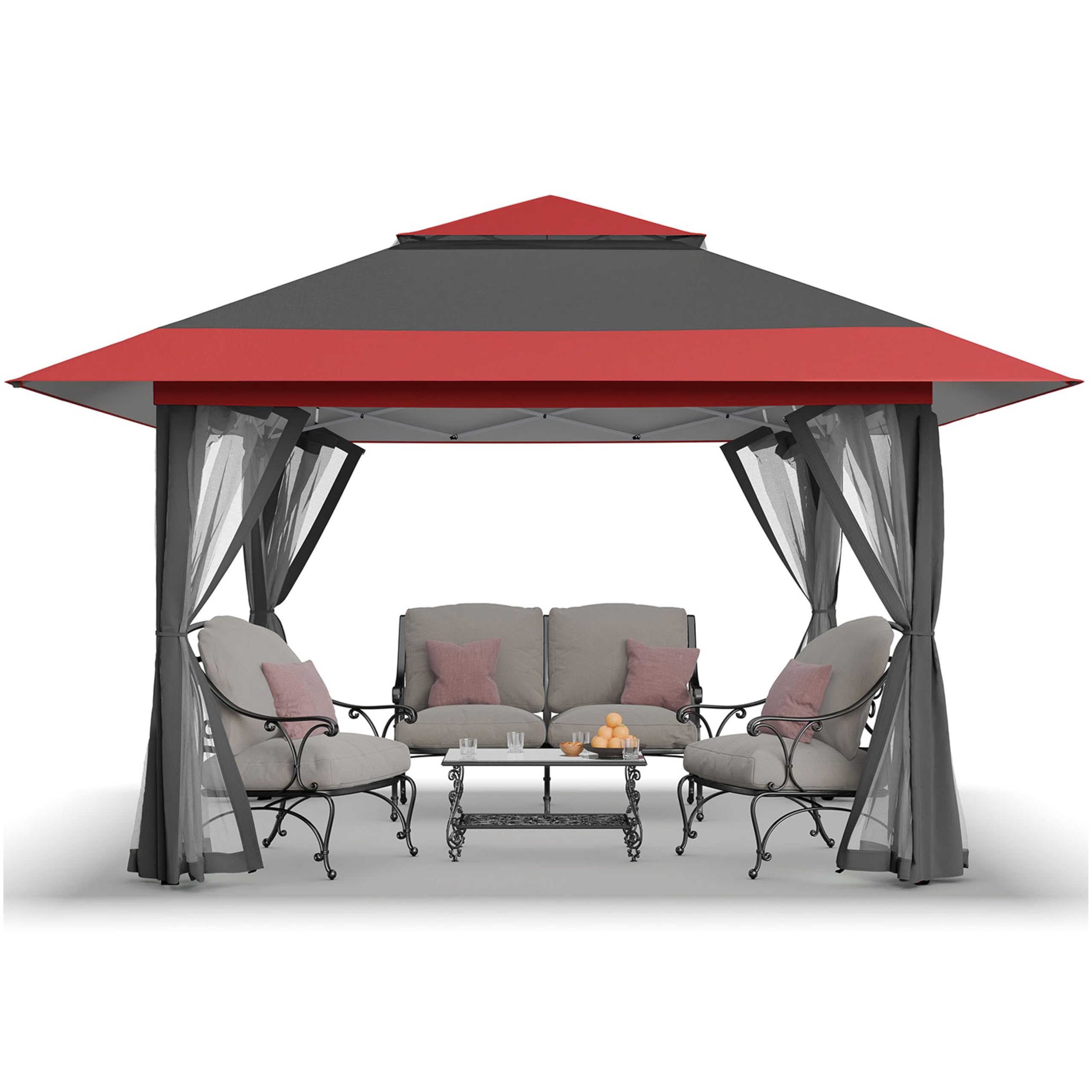 CROWN SHADES 13x13 Pop Up Gazebo, Canopy Tent, Gazebos on Clearance - Outdoor Gazebo for Backyard & Patio Furniture - Carpa Pop Up Tent with Wheeled STO - N - Go Cover Bag (Beige & Coffee) - The Cozy Corner