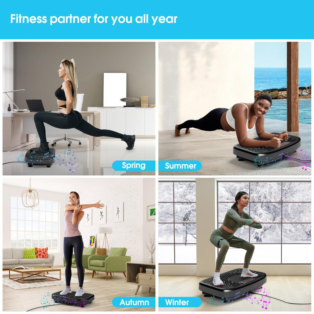 SoftGym Vibration Plate Exercise Machine for Lymphatic Drainage,Power Vibrate Stand Shake Board 450 Lbs Capacity Whole Body Workout Waver with Fitness Resistance Bands Weight Loss Gifts for Women Men - The Cozy Corner