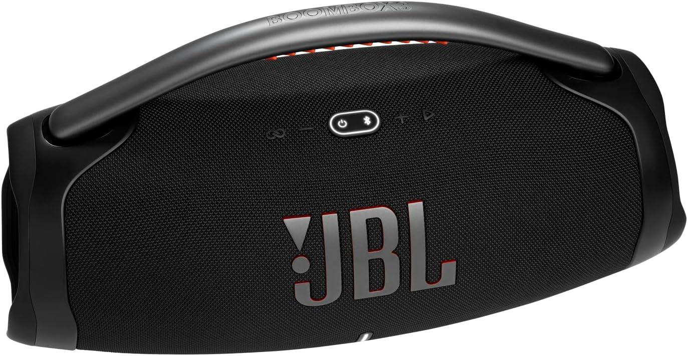 JBL Boombox 3 Black Portable Bluetooth Speaker with Massive Sound, Deepest Bass, IPX7 Waterproof, 24H Playtime, PartyBoost - The Cozy Corner