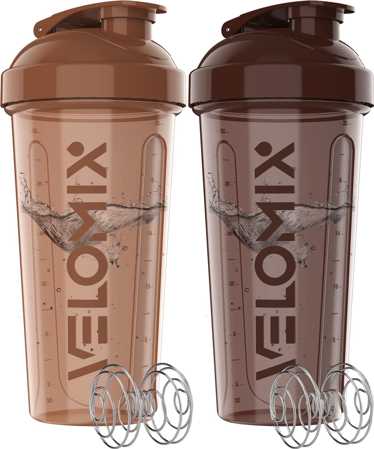 VELOMIX - 2 Pack - 28 oz Protein Shaker Bottles for Protein Mixes - 2x Wire Whisk | Leak Proof Shaker Cups for Protein Shakes | Protein Shaker Bottle Pack (Black/Transparent) - The Cozy Corner