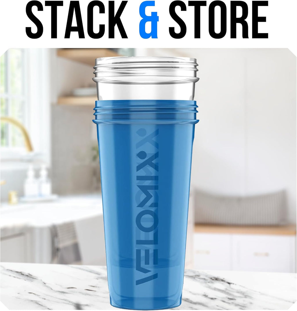 VELOMIX - 2 Pack - 28 oz Protein Shaker Bottles for Protein Mixes - 2x Wire Whisk | Leak Proof Shaker Cups for Protein Shakes | Protein Shaker Bottle Pack (Black/Transparent) - The Cozy Corner