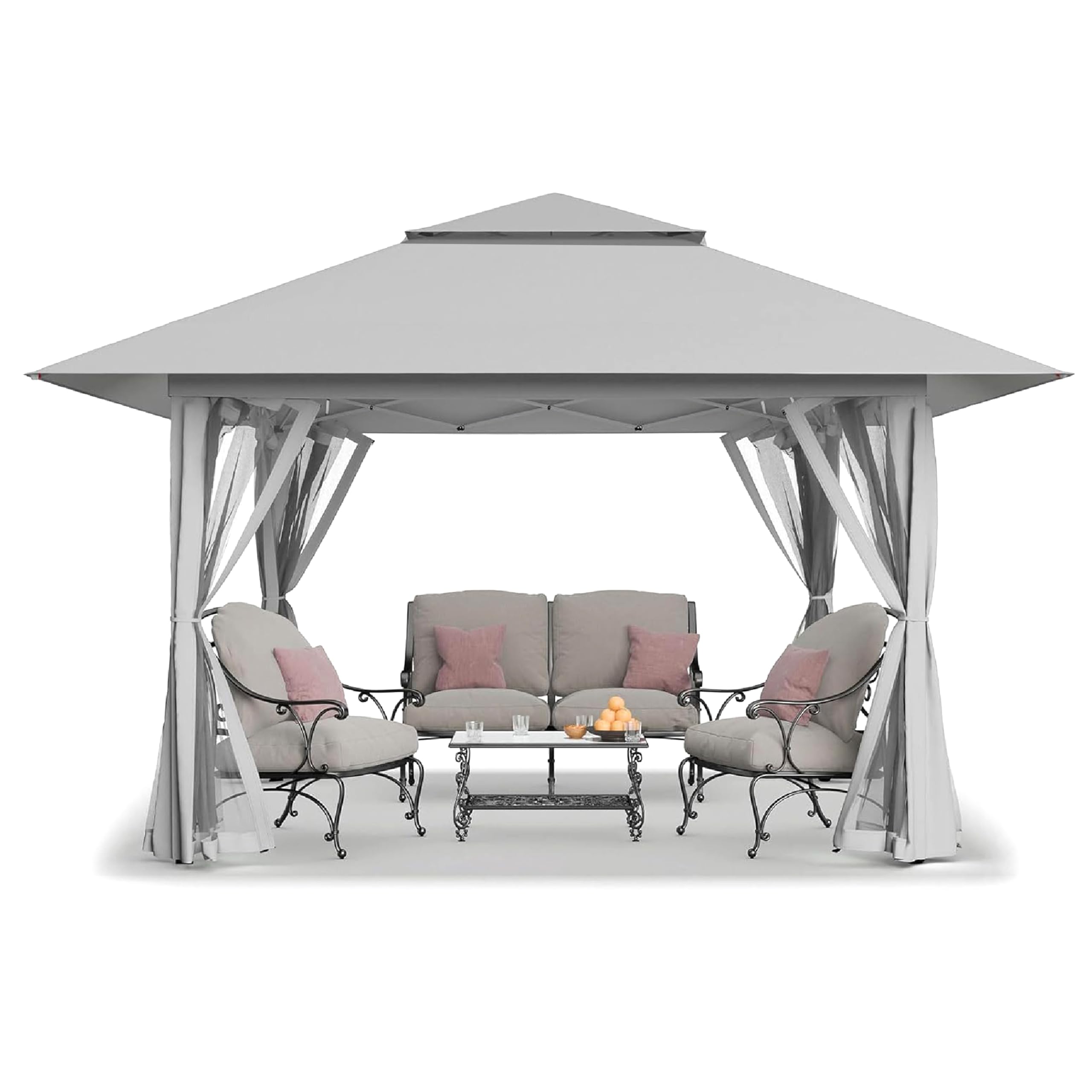 CROWN SHADES 13x13 Pop Up Gazebo, Canopy Tent, Gazebos on Clearance - Outdoor Gazebo for Backyard & Patio Furniture - Carpa Pop Up Tent with Wheeled STO - N - Go Cover Bag (Beige & Coffee) - The Cozy Corner