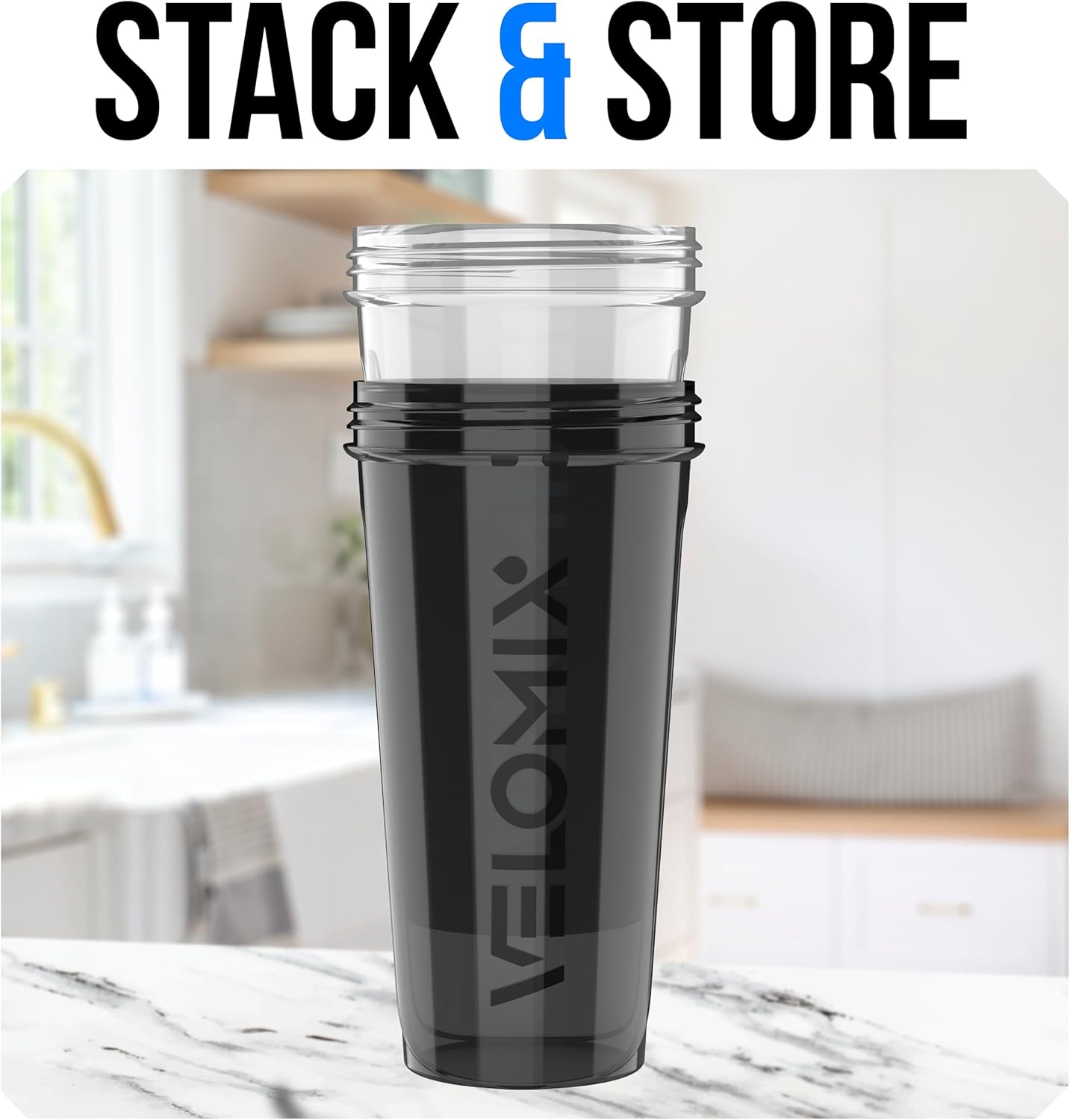 VELOMIX - 2 Pack - 28 oz Protein Shaker Bottles for Protein Mixes - 2x Wire Whisk | Leak Proof Shaker Cups for Protein Shakes | Protein Shaker Bottle Pack (Black/Transparent) - The Cozy Corner